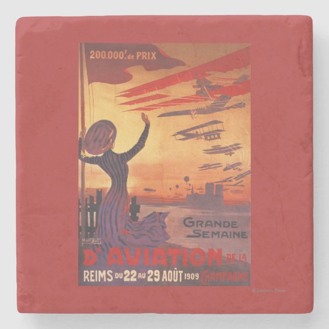 Große Woche von Luftfahrt - Frauen-wellenartig Steinuntersetzer (Vorderseite)