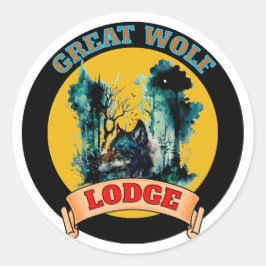 GROSSE WOLFLODGE RUNDER AUFKLEBER