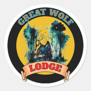 GROSSE WOLFLODGE RUNDER AUFKLEBER