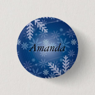 Große wunderschöne Weihnachtsblauer Silber SNowfla Button