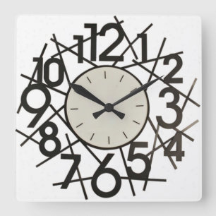 Große Zahl-Wanduhr Quadratische Wanduhr