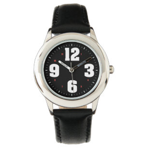 Große Zahlen weiß Armbanduhr