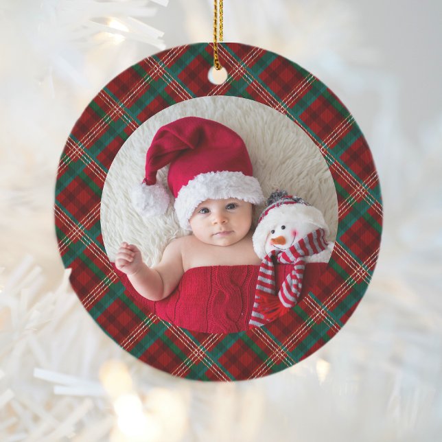 Großeltern 1. Weihnachtsfest Foto Rotes Grün Karie Keramik Ornament (Von Creator hochgeladen)