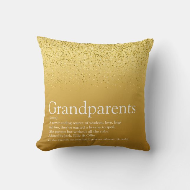 Großeltern Definition Gold Glitzer Fun Glam Kissen (Vorderseite)