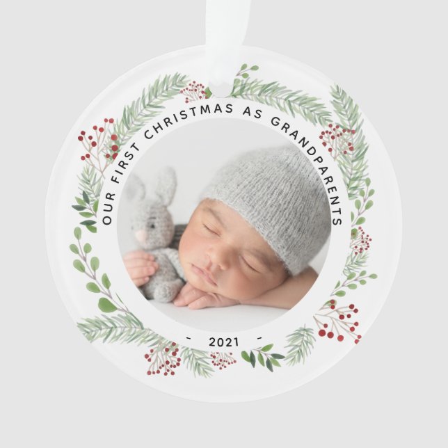 Großeltern Erste Weihnachten mit Foto Ornament (Vorderseite)