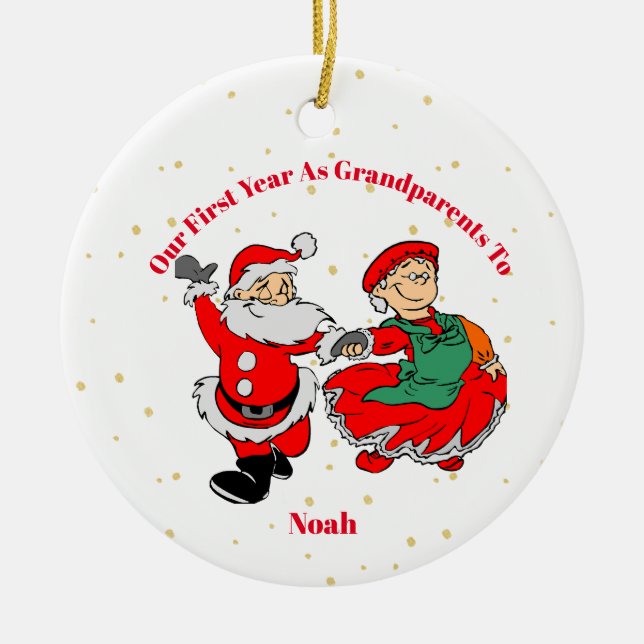 Großeltern Erste Weihnachtsfeier Foto Santa Merry Keramik Ornament (Vorne)