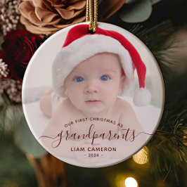 Großeltern Erste Weihnachtszeit Foto Rote Schrift Keramik Ornament