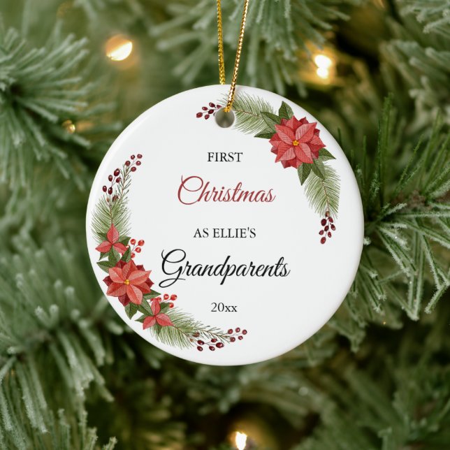 Großeltern First Christmas Baby Foto Keramik Ornament (Baum)