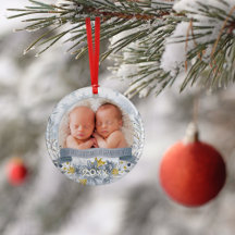 Großeltern First Christmas Blue Gold Floral Foto