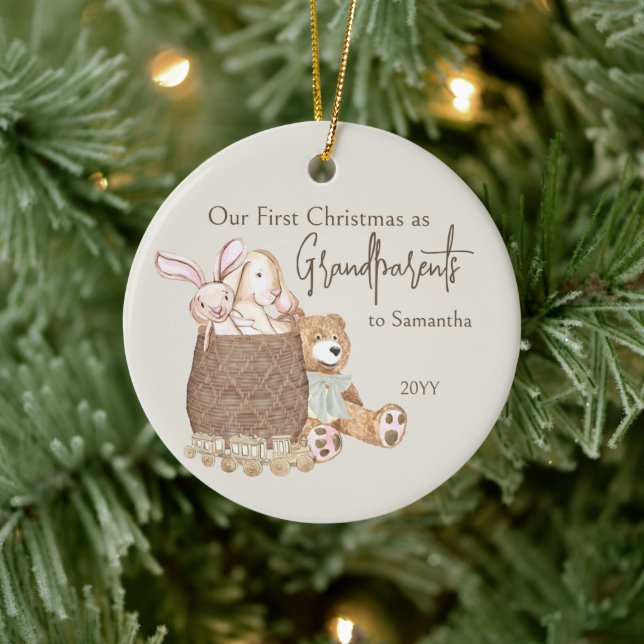 Großeltern First Christmas Foto und Teddy Bear Keramik Ornament (Baum)