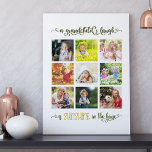 Großeltern Foto Collage Grandchilds lachen Zitat Künstlicher Leinwanddruck<br><div class="desc">Erstellen Sie Ihre eigene große Foto-Leinwand als Geschenk für Ihre Großeltern. Das Design zeigt Ihre Lieblings-Fotos der Enkel, die in quadratischem Format, in einem Raster von neun angezeigt werden. Ihre Bilder sind mit einem herzzerwärmenden und so wahren Zitat gerahmt, das lautet: "Das Lachen eines Enkels ist das Sonnenschein im Haus"....</div>