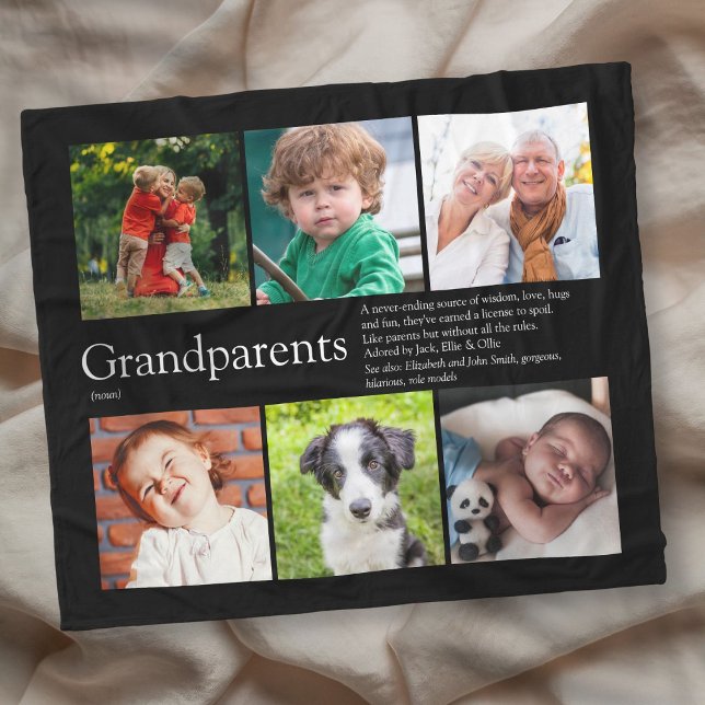 Großeltern FotoCollage Fleecedecke (Grandparents Photo Collage Fleece Blanket)