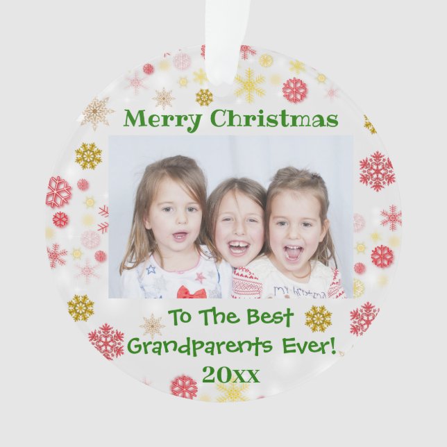 Großeltern Großkinder Foto Jahr Weihnachten Ornament (Vorderseite)