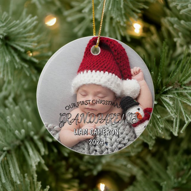 Großeltern mit Foto Erster Weihnachtsklassiker Keramik Ornament (Von Creator hochgeladen)