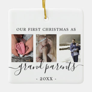 Großeltern Multi-Fotos erste Weihnachten Keramikornament