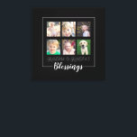 Großeltern Segnungen | 6 Fotos Weihnachten Leinwanddruck<br><div class="desc">Diese quadratische Leinwand ist ein perfektes Herz-Sake-Geschenk für Großeltern. Es verfügt über eine 6-Foto-Rahmencollage für Bilder,  die Enkel auf schwarzem Hintergrund machen. Der Text in handgeschriebenem Stil lautet: "Segen"</div>