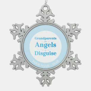 Großeltern sind Engel in Verkleidung Schneeflocken Zinn-Ornament