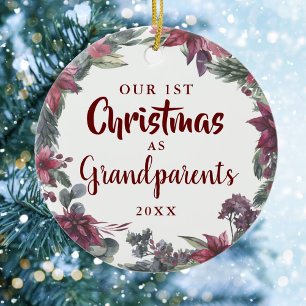 Großeltern – unser erstes weihnachtliches Blumen‑B Keramik Ornament