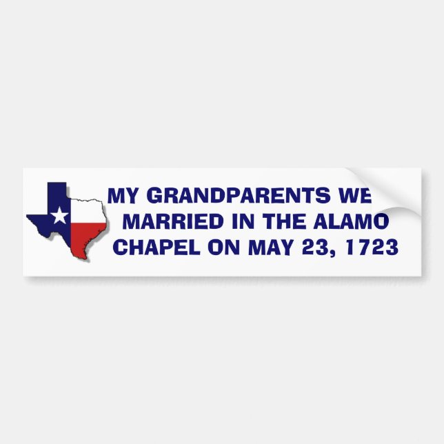 GROSSELTERN VERHEIRATET IN ALAMO 1723 AUTOAUFKLEBER (Vorne)