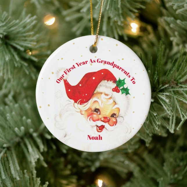 Großeltern Weihnachten Foto Santa Merry Keramik Ornament (Baum)
