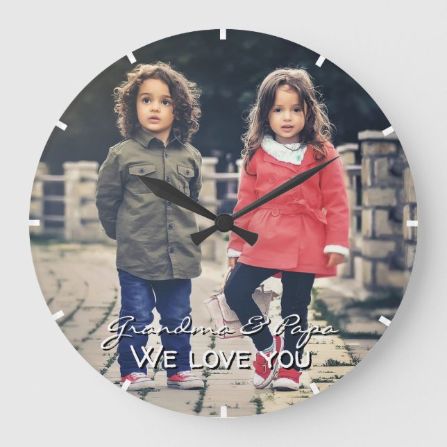 Großeltern Wir Liebe Ihnen Foto Acrylmauer Große Wanduhr (Vorderseite)