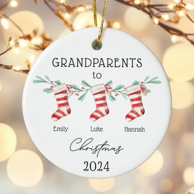 Großeltern zu Weihnachten-Strümpfen der Großkinder Keramik Ornament (Von Creator hochgeladen)