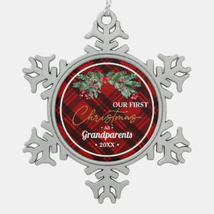 Großelternteil's Erste Benutzerdefinierte Marke Schneeflocken Zinn-Ornament