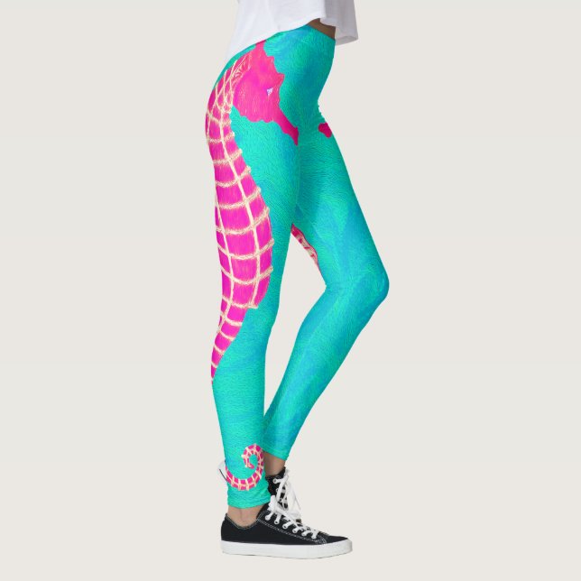 GrößengleichSeepferd auf Aquamarine - Leggings (Rechts)