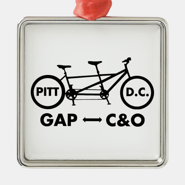 Großer Allegheny Passage C&O Kanal Towpath Tandem Ornament Aus Metall (Vorne)