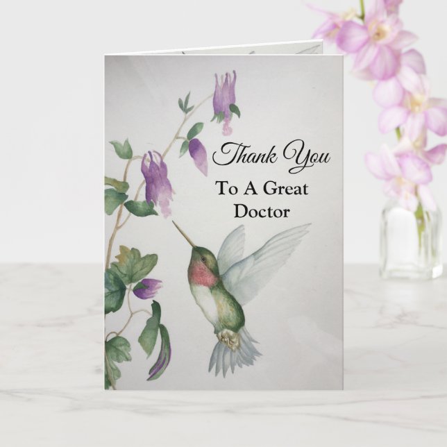 Großer Arzt danke Ihnen Hummingbird Garden Karte (Orchidee)