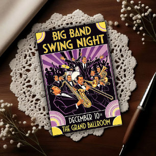 Großer Ballsaal Big Band Swing Nacht Vintage Postkarte