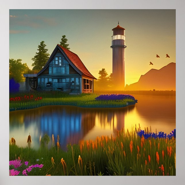 Grosser Barhofteich bei Sonnenaufgang Poster (Vorne)