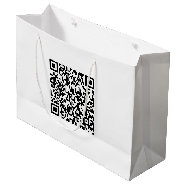 Großer benutzerdefinierter Beutel mit QR-Code für  Große Geschenktüte (Vorderseite Schrägansicht)