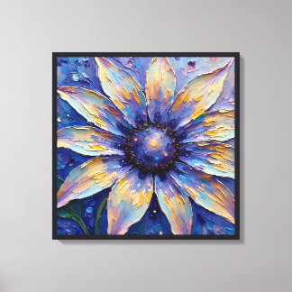 Großer blauer Blumen-Impressionistendruck | Botani Leinwanddruck