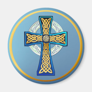 Großer blauer keltisches Kreuz-Magnet Magnet