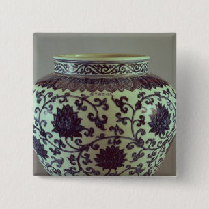 Großer blauer und weißer Ming Vase Button
