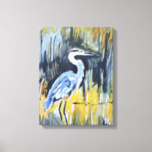 Großer Blaureiher-Marsch-Expressionist Leinwanddruck