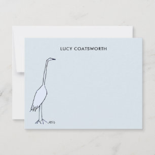 Großer Blaureiher Monogramm Sumpfvogel Kunst Himme Mitteilungskarte