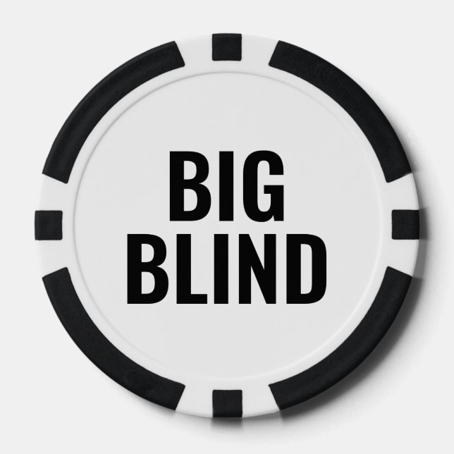 Großer Blind Einfacher Schwarzer Weißer Text Pokerchips (Vorderseite)