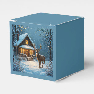 Großer Bock besucht ein verschneites Weihnachten Geschenkschachtel