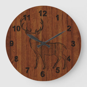 Großer Bock in Holz geschnitzt Effekt Große Wanduhr