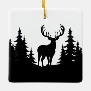 Großer Bock zwischen Kiefern Vektor  Keramikornament