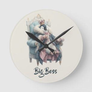 Großer Boss Winter Pinguin Design Runde Wanduhr