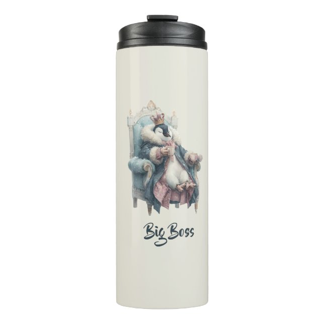 Großer Boss Winter Pinguin Design Thermosbecher (Vorderseite)