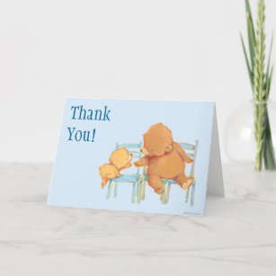 Großer Braunbär hilft wenig gelber Bär Dankeskarte