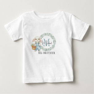 Großer Bruder Bunny-Shirt Personalisiert Blau Flor Baby T-shirt