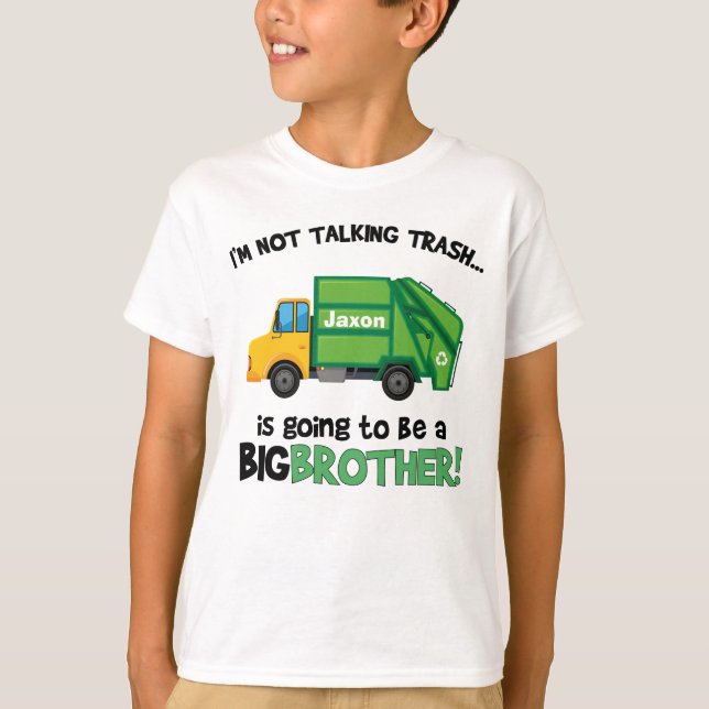 Großer Bruder, der Müllwagen-Schwangerschaft bekan T-Shirt (Vorderseite)