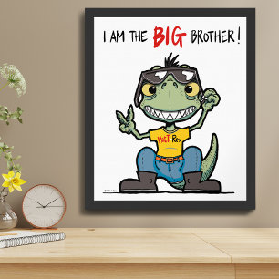 Großer Bruder Glücklicher Grüner Dinosaurier Carto Poster