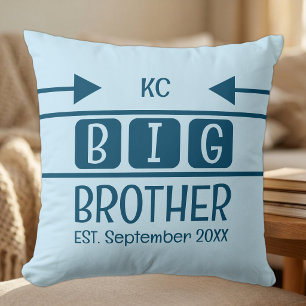 Großer Bruder Initialen est. Monat Jahr blau Kissen