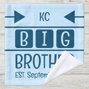 Großer Bruder Initialen est. Monat Jahr blau Waschlappen